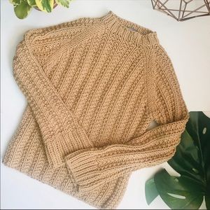 J. Crew Knit by Hand chunky knit tan sweater M